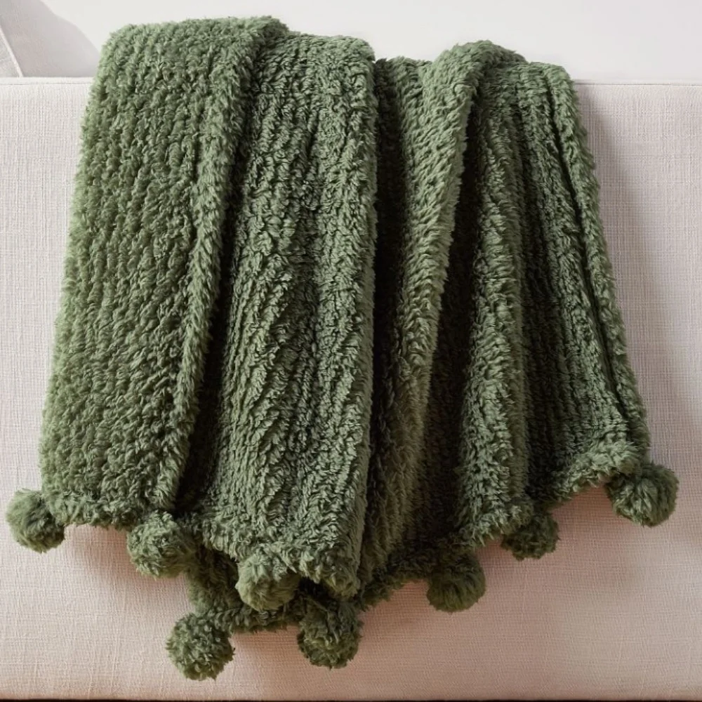 Pottery Barn Cozy Pom Pom Throw